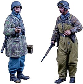 D-Dayミニチュア 1/35 第二次世界大戦 ドイツ軍 武装親衛隊 タンカーストラウザーズを履いた下士官と降下猟兵 ハンセン戦闘団 アルデンヌ 1944 2体セット レジンキット DD35211