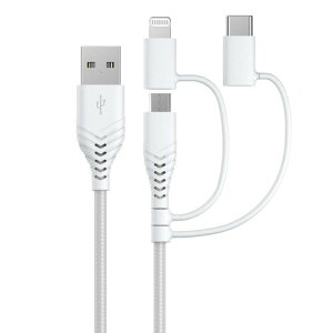 Z`[ X}[gtHpUSBP[u 3in1 microUSB+Type-C+Lightning 1.2m MFiF iPhone 14 / 13 / 12 / SE(3)/iPad/Galaxy/Pixel AndroideɑΉ