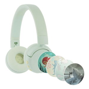 BuddyPhones POP Fun �L�b�Y�p���C�����X�w�b�h�z�� Bluetooth�ڑ�+�L���ڑ� 2�i�K�̉��ʐ���(85/94dB) ���X�j���O���[�h 24���ԘA���Đ� �܂肽���ݎ� �}�C�N�t�� (�O���[��)