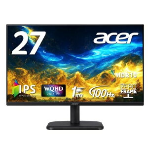 Acer j^[ 27C` WQHD IPS  100Hz 1ms(VRB) NTSC 72% AdaptiveSync HDR10 HDMI 2.0 DisplayPort v1.4 Xs[J[EwbhtH[q񓋍 VESA}EgΉ [t[fUC EK271UEbiip