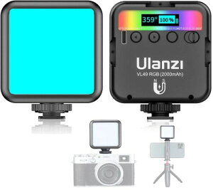Ulanzi VL49 RGB�B�e���C�g LED�r�f�I���C�g �~�j�O�r �B�e���C�g ���^ �}�O�l�b�g�� �F���x2500K-9000K USB-C�[�d�� ���B�� ���i�B�e