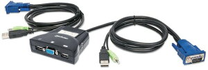 Manhattan 2�|�[�g Mini KVM Switch 2�|�[�g USB �I�[�f�B�I �Ή� 151245
