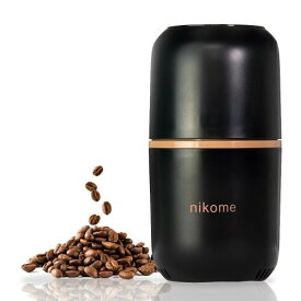 VERTEX nikome コーヒーミル 電動 小型 粗さ調整可能 一台多役 お手入れ簡単 掃除ブラシ付 ブラック ミニ NKM-CM01