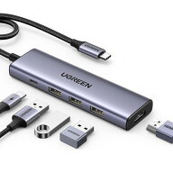 UGREEN 5-IN-1 USB Cハブ 100W PD急速充電 Type-C 3*USB‐A3.0ポート4K HDMI2.0出力 5Gbps高速データ転送…