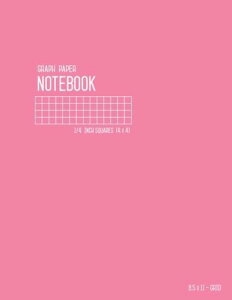 Graph Paper Notebook 8.5 x 11 - 1/4 Inch Squares: Pink, Large, Smart Design, 4 Grids per Inch - 4x4, Numbered Pages, Composition Book Quad Ruled for Math and Science