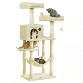 FEANDREA キャットタワー 大型猫 据え置き 猫タワー 多頭飼い 大型ハンモック耐荷重20kg 高さ143CM PCT15BE