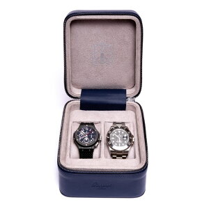 |[g h(Rapport LONDON) Hyde Park Navy Blue Two Watch Zip Case