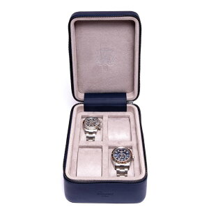 |[g h(Rapport LONDON) Hyde Park Navy Blue Four Watch Zip Case