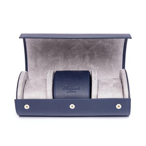 |[g h(Rapport LONDON) Hyde Park Navy Blue & Grey Three Watch Roll