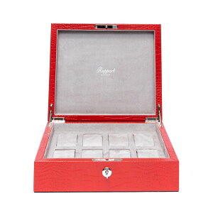 |[g h(Rapport LONDON) Red Crocodile Effect Leather Watch Box