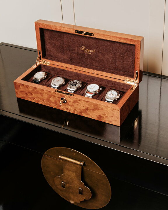 ロンドン(Rapport LONDON) Heritage 🏃 Burr 【オレンジ】 Walnut Five Watch Box