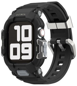 ULTIMAL �Ή� Apple Watch (��3/2����)/SE/Series 9/8/7/6/5/4 (40/41mm) �o���h��̌^�ی�P�[�X PC�n�[�h�P�[�X TPU�o���h �ϏՌ� �ʋC�� �ȒP���� �[�d�Ή� �X�e�����X�o�b�N�� ���F