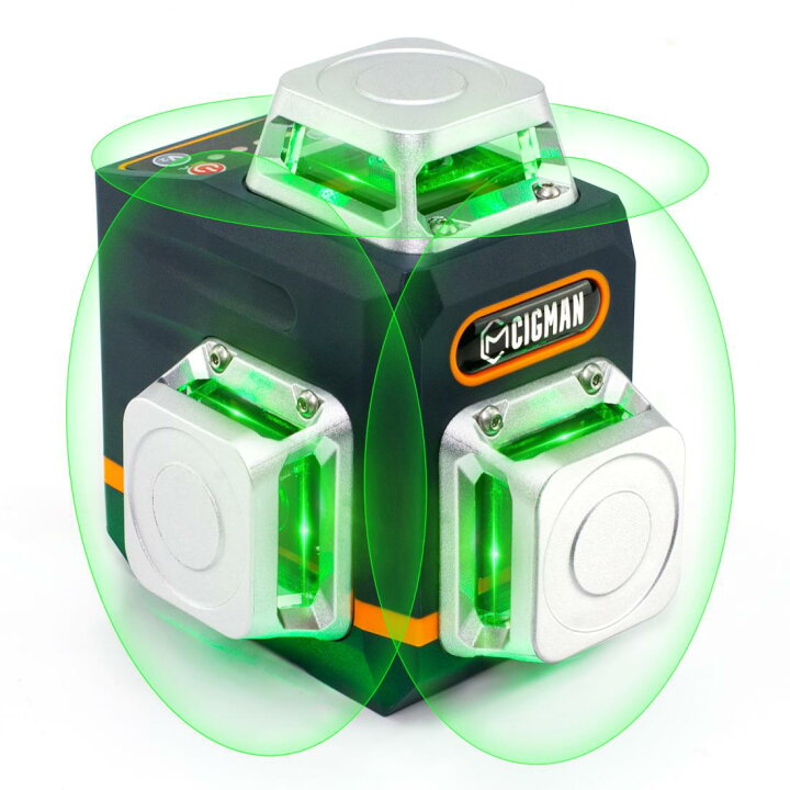 楽天市場】CIGMAN レーザー墨出し器 3x360°グリーンレーザー 水準器 