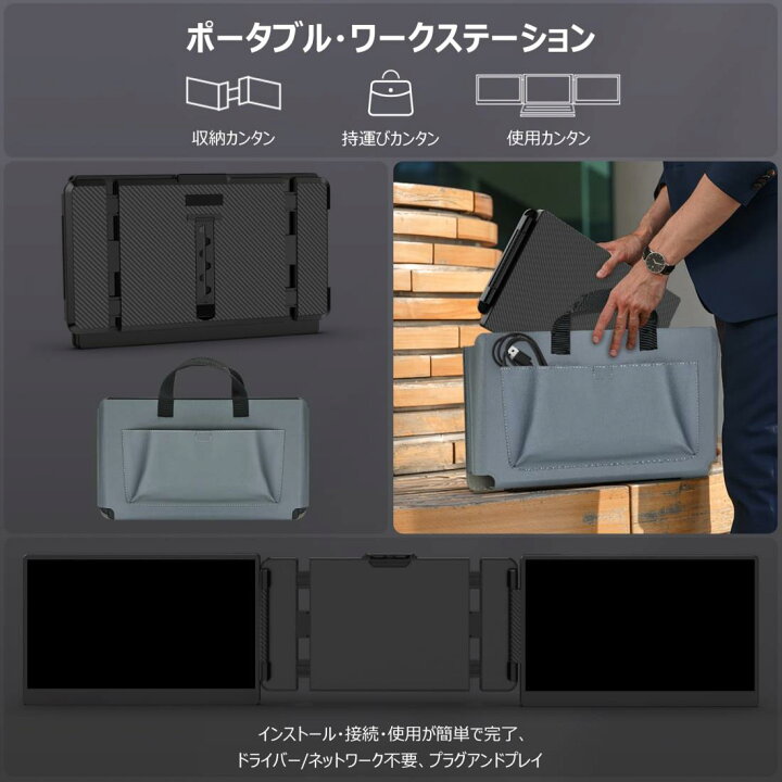 楽天市場】Kwumsy S2 モバイルモニター 2画面 トリプルポータブル 