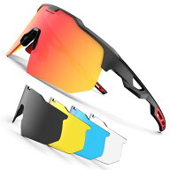 [HAAYOT] 偏光サイクリンググラス メンズ レディース ロードバイク スポーツサングラス 5枚レンズ TR90 …