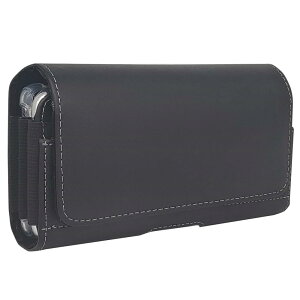 QBeau ベルトケース 携帯電話用 横型 2台収納スマホポーチ iPhone 12 mini,iPhone 12,iPhone 12 Pro,iPhone 11 Pro,iPhone SE,iPhone 8,iPhone 7,iPhone 6S スマホケース ベルトホルダー ベルト通し付き ビジネス ブラック