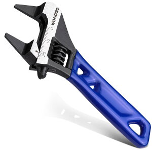 【先端薄型】WORKPRO モンキーレンチ ミニ ワイドモンキー アジャスタブルレンチ 水栓レンチ シートタイプ 120mm 最大開口24mm 調整可能 目盛付 CR-V 水道管 水栓 配管 自動車 オートバイ修理 機械