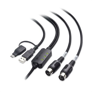 Cable Matters MIDI USB 変換ケーブル - 2m、MIDI ケーブル USBA/USBC、5-Pin DIN、ブラック