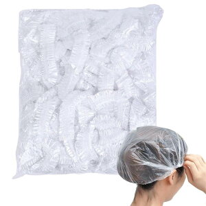 シャワーキャップ 使い捨て 150枚入り 防水 透明 ヘアキャップ PE製 ヘアカラー用 髪染め用 お風呂/温泉スパ/ヘアサロン/調理/業務/作業用 フリーサイズ 男女兼用 ネイルクリップ