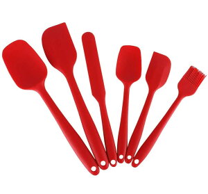 shumeifang シリコン キッチンツールセット 6点 多機能調理器具セット 耐熱・耐冷 調理用スプーン おたま フライ返し トング スパチュラ 食器洗い機対応 レッド
