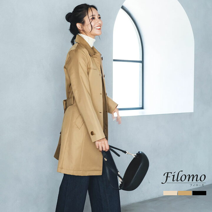 楽天市場 シンプル 着回しやすい トレンチコート レディース シングル Filomo 弱撥水加工 ミドル丈 ステンカラー ベージュ キャメル ネイビー ブラック 5号 7号 9号 11号 13号 入学式 入園式 フォーマル アウター 春 スプリングコート 春コート r Mieno Leather