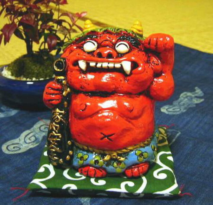 楽天市場】招き鬼貯金箱 陶器 貯金箱 置物 節分 魔除 : 笑福工房 万兵