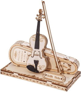 つくるんです【日本公式販売/日本語説明書付】Robotime 3D ウッドパズル オーナメントシリーズ (ヴァイオリン)