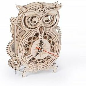 つくるんです【日本公式販売/日本語説明書付】Robotime 動く 3D ウッドパズルシリーズ (LK503 フクロウ時計)
