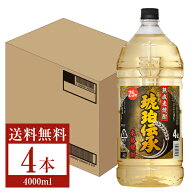【送料無料】 福徳長酒類 本格麦焼酎 琥珀伝承 麦 25度 ペットボトル 4L（4000ml） 4本 1ケース 福徳長琥…