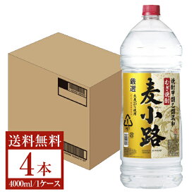 【送料無料】 宝酒造 寶 宝焼酎 むぎ焼酎 厳選 麦小路 25度 ペットボトル 4000ml 4L×4本 1ケース 甲類乙類麦混和焼酎 宝 麦小路 甲乙混和 焼酎 包装不可 他商品と同梱不可 クール便不可