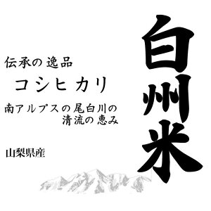 お急ぎ便日本名水100選 令和7年産 山梨県産 白州米コシヒカリ 白米10kgx1袋 玄米/無洗米加工/保存包装 選択可