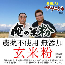 俺の米粉 三代目 農薬不使用 (有機JASのササニシキ) 無添加 玄米粉 500g