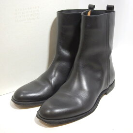 美品 Maison Margiela メゾン マルジェラ Side Zip Ankle Boots レザー ブーツ メンズ ブラック size 41 【中古】