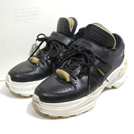 Maison Margiela メゾン マルジェラ Retro Fit Low Top Sneakers レザー スニーカー メンズ ブラック size 42 S37W0465 【中古】