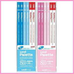 【三菱鉛筆】名入れ鉛筆 ユニパレット ユニスター 赤鉛筆付き 2B パステルブルー パステルピンク 1ダース