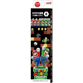 【三菱鉛筆】名入れ鉛筆　かきかた鉛筆 スーパーマリオ B/2B/4B 1ダース 紙箱　六角