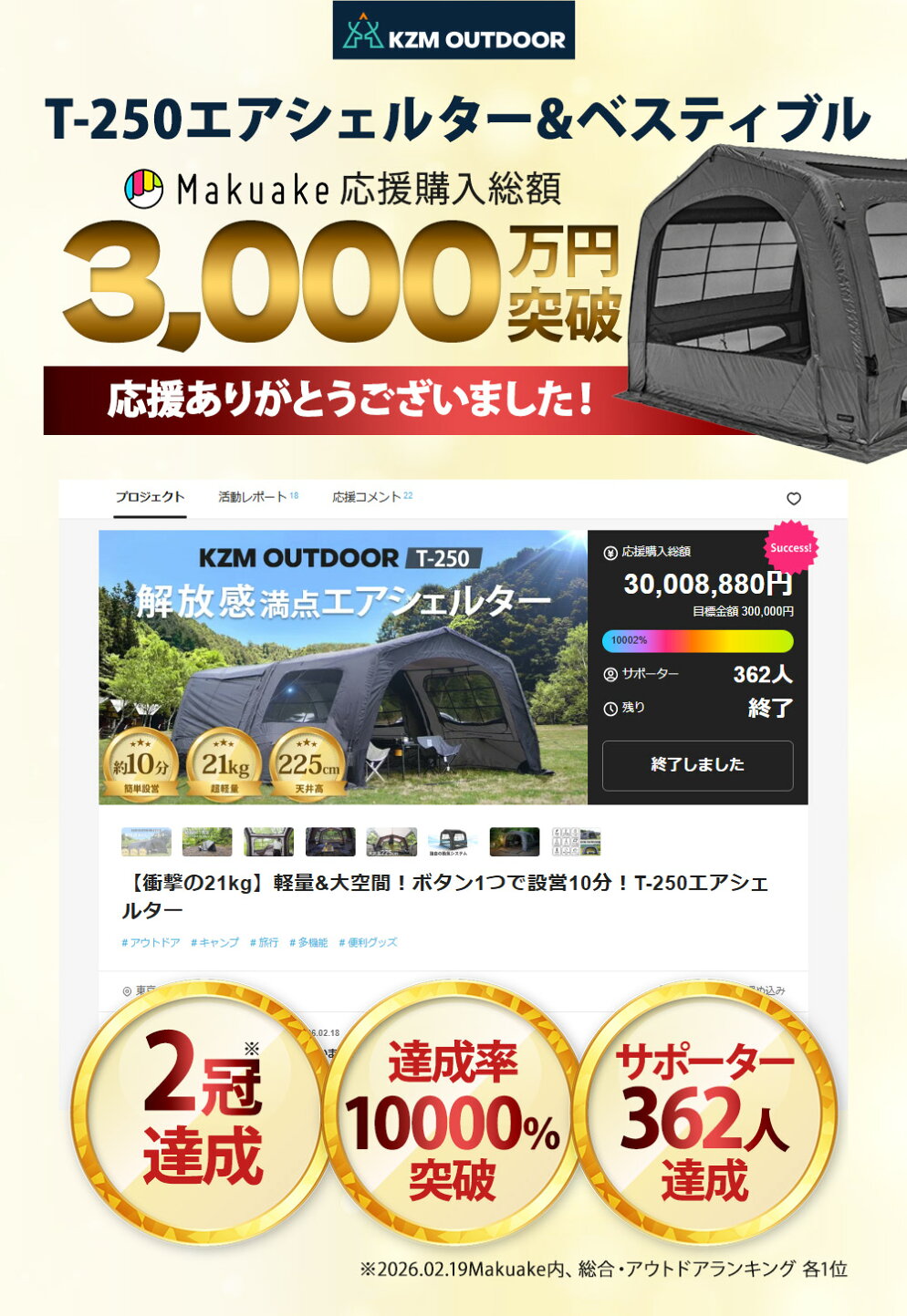 楽天市場 | nopi nopi shop - KZM OUTDOOR エアシェルター T-250 