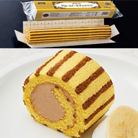 【冷凍】PSロールケーキ チョコバナナ 200Ｇ (ﾃｰﾌﾞﾙﾏｰｸ（国産)/冷凍ケーキ/フリーカットケーキ)