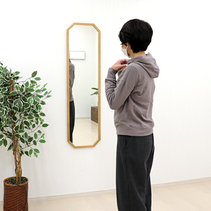 楽天市場 ウォールミラー おしゃれ 全身 姿見鏡 八角ミラー 33 5 1cm 八角形 鏡 玄関 壁 姿鏡 八角 姿見ミラー 姿見 全身ミラー 壁掛け ミラー 全身鏡 玄関鏡 八角鏡 壁掛け鏡 吊り下げ 立てかけ 賃貸 壁掛 壁ミラー 細枠 シンプル 日本製 天然木 送料無料 メーカー直送