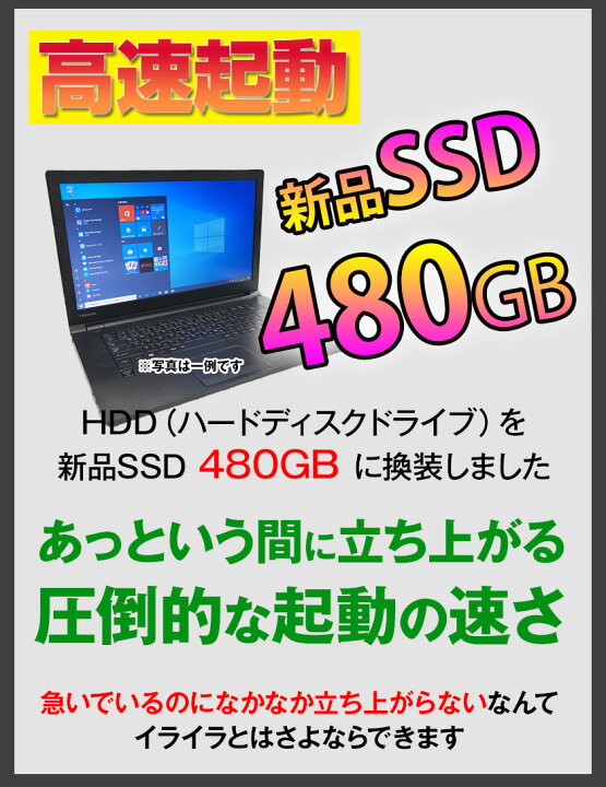 楽天市場】ポイント5倍! 中古ノートパソコン Windows10 SSD 超高速  