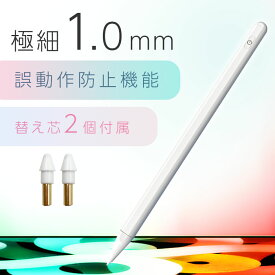 ポイント5倍! iPad ペンシル 極細 マグネット ペン先1.0mm iPad タッチペン 超高感度 パームリジェクション ペン先 替え芯付き 誤動作防止 軽量 充電式 iPad Pro Air4 Mini5 10.2 11 12.9 インチ 10.5 7.9 9.7 第8世代 第7世代 スタイラスペン 専用 自動電源OFF iPad pencil