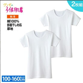 グンゼ キッズ 子供 下着 インナー 綿100% 厚地 肌着 男の子 ジュニア ボーイズ 半袖 抗菌防臭 部屋干し対応 子供肌着 子供下着 キッズインナー ジュニアインナー 秋冬 2枚組 2P 100-160 BF260CEC