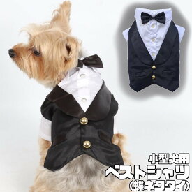 クーポン配布中 【 小型犬用 】犬 服 フォーマル スーツ タキシード 背中側金ボタン飾り 結婚式 ウエディング 蝶ネクタイ ジャケット ペット服 前撮り リングドッグ プレゼント 金 洋装 お祝い お誕生日 記念日 記念写真 ゴールド 高級 マジックテープ留め DST001 犬服