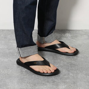 S (24.0cm-24.5cm) メンズ マイクロファイバー レザー サンダル トングサンダル ビーチサンダル リゾートサンダル PUレザー 人工皮革 鼻緒 通気性 蒸れない アウトドア 黒 ブラック ec_2310