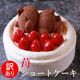 訳あり スイーツ 苺ショートケーキ 送料無料 4号 12cm ( 2人 ～4人) 5号 15cm ( 4人 ～6人) ショートケーキ イチゴ ケーキ 苺 いちご くま ケーキ チョコ チョコムース フルーツケーキ チョコムース チョコ スイーツ 子供 大人 お取り寄せ 冷凍配送