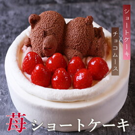 苺ショートケーキ 送料無料 4号 12cm ( 2人 ～4人) 5号 15cm ( 4人 ～6人) ショートケーキ 熊 ケーキ くま イチゴ ケーキ 苺 いちご くま ケーキ フルーツケーキ チョコムース チョコ ギフト スイーツ プレゼント 子供 大人 パーティー デザート ケーキ お取り寄せ 冷凍配送