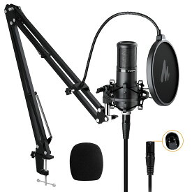 公式 MAONO「マオノ」 XLR コンデンサーマイク マイクセット 単一指向性 配信用 アームスタンド/XLR-XLRケーブル付き 音響システム/アンプ/ミキサー向け 音楽製作/録音/生放送/YOUTUBE/ポッドキャストに適応(AU-PM320S)