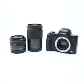 【あす楽】 【中古】 《良品》 Canon EOS Kiss M ダブルズームキット ブラック 【レンズユニット部品交換/各部点検済】 [ デジタルカメラ ]