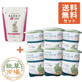 【送料無料セット】ラビットプラスダイエットメンテナンス1kg + ◆令和7年度産新刈り◆牧草市場 スーパープレミアムチモシー1番刈り牧草3kg（うさぎ・モルモットなどの牧草）
