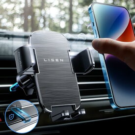 LISEN 【2023最新進化クリップ&最強の安定】スマホホルダー 車 車載ホルダー 重力式 エアコン吹き出し口 片手操作 スマホスタンド 回転可能 自由調節 手帳型ケース 車用 スタンド カー用品 iPhone15 SE 14 13 12 Pro Max Xperia AQUOSなど4-7インチ全機種対応